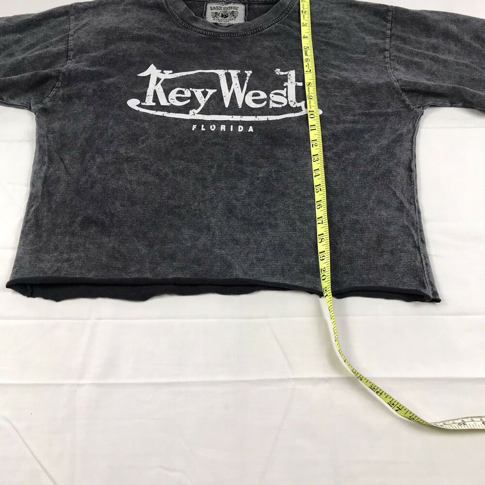 Key‎ West Florida distressed crop top tshirt large Raw Hem Basix Vintage - Picture 9 of 10
